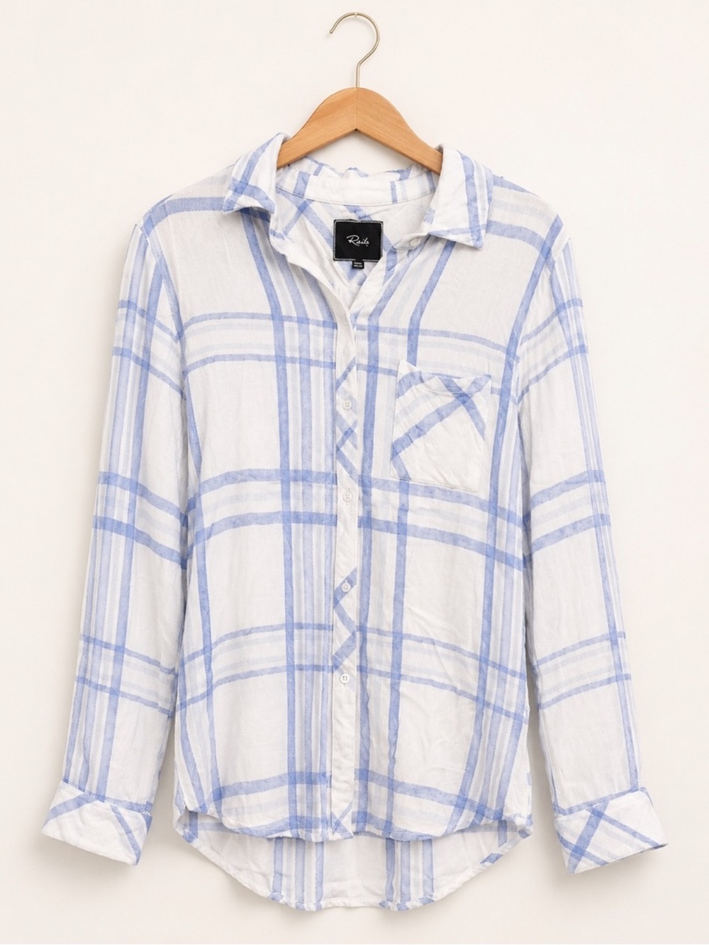 Rails White Blue Windowpane Plaid Button Down Shirt XS